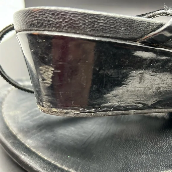 Prada Sport Black Patent Leather T-Strap Sandals size 8.5 - Picture 10 of 16